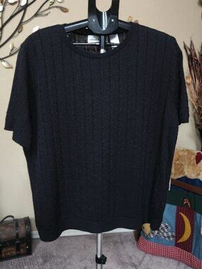 NWT Alfred Dunner black short sleeve knit sweater sz XL